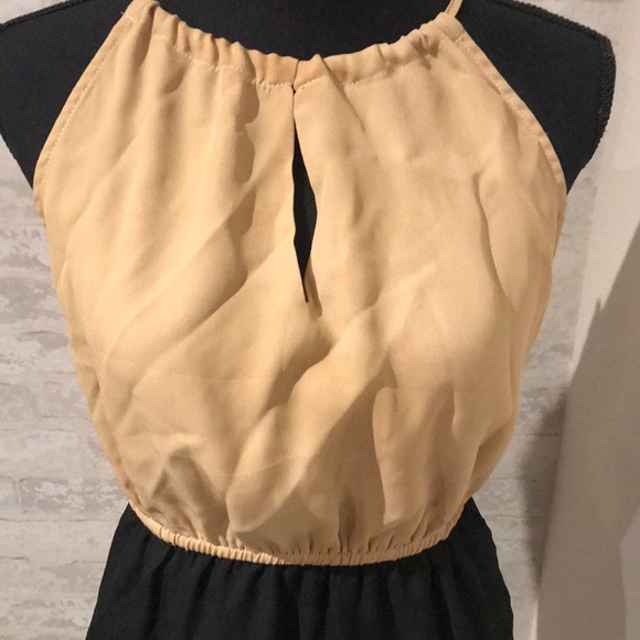 Tan and navy high low dress - Picture 2 of 3